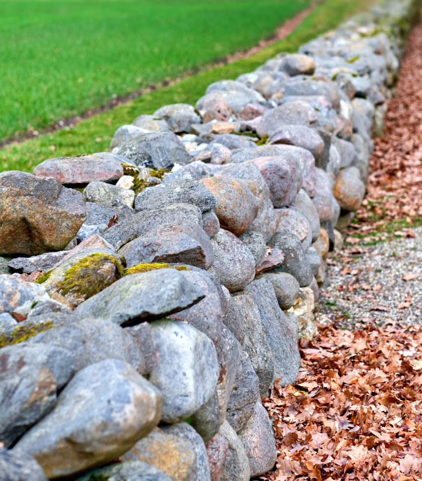 Man made stone fence.